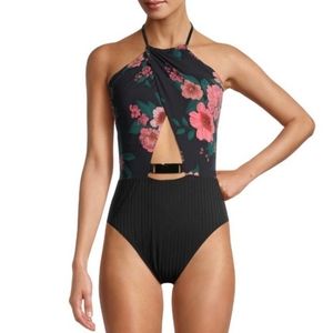 Time and Tru Floral Hardware One-Piece Swimsuit